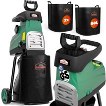 Broyeur de végétaux silencieux 3100 w Broyeur de jardin avec 2x sac 60L Branches arbustes 44mm