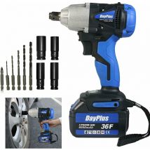 Dayplus - Bürstenloser Akku Schlagschrauber mit 420Nm Drehmoment für Reifenwechsel, 21V 1/2 Zoll Vierkantschlüssel mit Akku 6.0 Ah - Schnellladung,