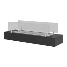 Sololed - Brûleur au bioéthanol avec insert de plan de travail en acier inoxydable noir mat 60 cm avec verre