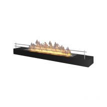 Sololed - Brûleur au bioéthanol avec insert de plan de travail en inox noir mat 120cm avec grille