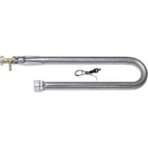 Hytama Tools - Bruleur gaz gpl pour barbecue en u 53 (48x12), pierre ollaire, pierre de lave, plaque en fonte, robinet, inclus