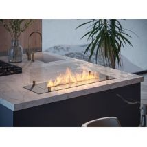Sololed - Bruciatore Inserto a Bioetanolo 100cm in Inox nero da incasso o appoggio da 3 lt con vetri inclusi