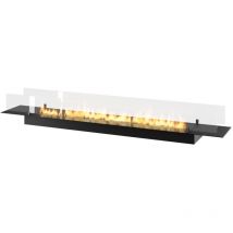 Sololed - Bruciatore Inserto a Bioetanolo 200cm in Inox nero da incasso o appoggio da 6 lt con vetri inclusi