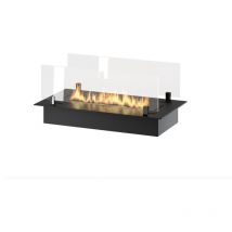 Sololed - Bruciatore Inserto a Bioetanolo 60cm in Inox nero da incasso o appoggio da 1 lt con vetri inclusi
