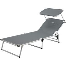 Lettino Prendisole Reclinabile Con Tettuccio Brunner "malibu" In Alluminio E Syntex Plus Grigio 189x61x26 Cm