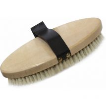 Bruscone en fibres naturelles courtes avec dos en bois peint et tresse