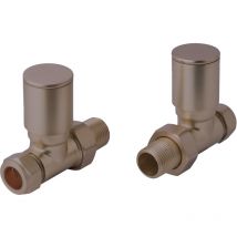 Fnx Bathrooms - Brushed Bronze Straight Manual Radiator Valve & Lockshield x 1/2 (Dia) 15mm