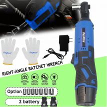 Brushed Ratchet Wrench Electric 3/8'' Cordless Right Ratchet 90° Angle Wrench Tools+ 2pcs 1500mAh Li-Ion Batteries,with led Worklight,40N.m Torque