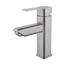 ZVD - Brushed Stainless Steel Single Hole Bathroom Sink Faucet - Hot and Cold Water
