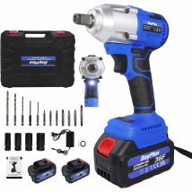 Dayplus - Brushless Battery impact driver, couple de remplacement de pneu 420nm, 21v 1 / 2 'clé carrée, batterie 6,0 Ah. Charge rapide, avant,