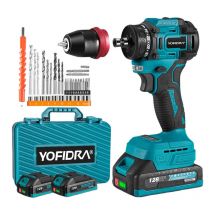 Brushless Visseuse à chocs sans fil 18V ,Ajustement à 24 vitesses, 10mm Mandrin,Boîte avc 31pcs Accessoires