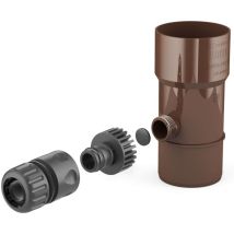 BRYZA Desagüe de barril de lluvia DN Ø 110 mm marrón depósito de lluvia Speedy para bajante de manguera de jardín, acoplamiento rápido