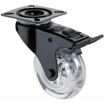 Bs-r Design-lenkrolle, Mit Feststeller,rad Ø 75mm, Kunststoff Farblos