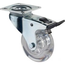 Lenkrolle m.Festst.D.50mm Trgf.40kg m.Platte m.Festst.Ku.transp.BS ROLLEN