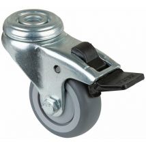 Bs Rollen - Bs-r Lenkrolle 50mm M Feststeller Gummirad Grau Kugell.,rückenloch Tragkr. 50kg