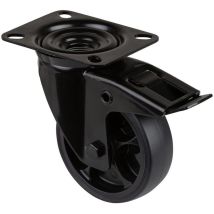 Bs Rollen - Lenkrolle Mit Totalfeststeller Rad-ø 100 Mm Tragfähigkeit 110 Kg Mit Feststeller Gummi 104x80mm Schwarz