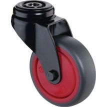 Lenkrolle D.50mm Trgf.50kg m.Rückenloch Kugell.Gum.grau Bs Rollen