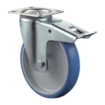 Bs Rollen - Rueda giratoria D.80mm Trgf.125kg con pu fijo 104x80mm azul