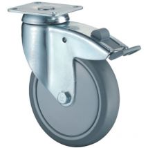 Bs Rollen - Rueda giratoria con diámetro fijo 150 mm capacidad de carga 100 kg con placa, esférica, goma, gris