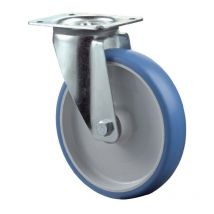 Rouleau de renvoi D. de la roue 125 mm cap. charge 150 kg polyuréthane plaque L104xl80 mm couleur rouleau bleu