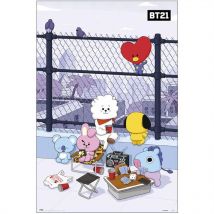 BT21 Rooftop Poster – 61 x 91,5 cm – 150 g/m² Glanzpapier – Wanddekoration