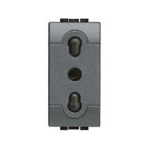 Presa 2p+e bipasso scuro scuro antracite l4180