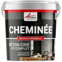 Arcane Industries - Béton Ciré Cheminée, Kit avec primaire et vernis - 2 m² (en 2 couches) Melon Orange