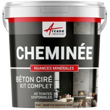 Béton Ciré Cheminée, Kit avec primaire et vernis - 10 m² (en 2 couches) Rosetto Marron Rose Arcane Industries