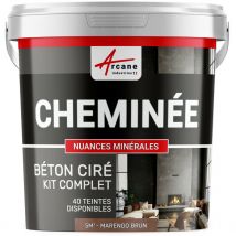 Arcane Industries - Béton Ciré Cheminée, Kit avec primaire et vernis - 5 m² (en 2 couches) Marengo Brun