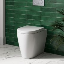 Aquari - btw Back To Wall Toilet Pan wc Curved Top Mounted Soft Close Seat Dual Cistern