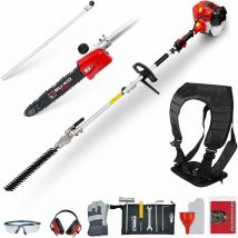 52cc Long Reach Petrol Hedge Trimmer and Pruner Saw with 75cm Extension Pole, Ultimate Garden Tool for Precision Cutting, Trim Hedges and Prune with