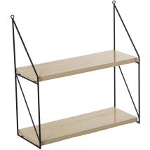 Fijalo - Buchen-/Black -Metall -Wandregal 42x15x43cm, um alle Stile aufzuhängen, um dem Haus eine Note zu verleihen