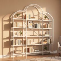 Bücherregal Mit 5 Ebenen Wolkenform Dekor Und Schlankem Design Für Wohnzimmer Und Büro 170×26×190 Cm Weiß Mdf Metall