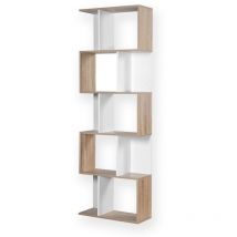 Bücherregal mit mehreren Fächern H180 cm - Dekor Holz und Weiß