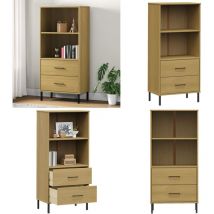 Bücherregal oslo 2 Schubladen Braun 60x35x128,5 cm Massivholz - Holz Regal - Buche Regal - Bücherregal - Schreibtisch Organizer - Wohnraum Dekoration