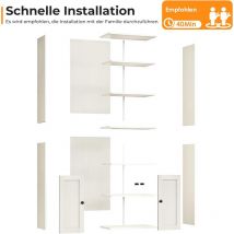 Bücherregal Coleshome 6 Ebenen Weiß 176,4x48x24cm Mit Türen Verstellbar