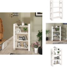 Bücherregal/Raumteiler Weiß 80x35x125 cm Massivholz Kiefer - Holzregal - Buche - Bücherregal Weiß - Regal Massiv - Aufbewahrung