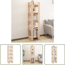 The Living Store Bücherregal/Raumteiler 41x35x160 cm Massivholz Kiefer - Holzregal - Buche - Bücherregal Massiv - Regal Wohnzimmer - Raumteiler