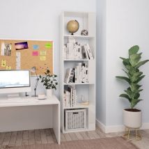 Bonnevie - Bücherregal/Raumteiler, Standregal, Aufbewahrungsregal, Bücherschrank für Wohnzimmer Hochglanz-Weiß 45x24x159cm Holzwerkstoff OQN37613