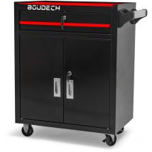 Boudech - Buddy - Carro de taller de dos puertas con cajn y cerradura, armario de garaje con ruedas autobloqueantes