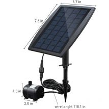 Qersta - Bürstenlose Solarwasserpumpe für Teich, Solarwasserpumpe für Brunnen mit 9 v, 2,5 w, 200 l/h Solarpanel für Außenbereich, Garten, Teich,