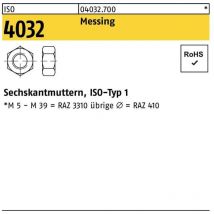 Sechskantmutter iso 4032 m 12 x 1,75 Messing blank 250 Stk
