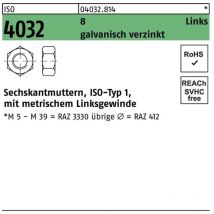 Sechskantmutter iso 4032 links m 4 8 galvanisch verzinkt