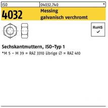 Sechskantmutter iso 4032 m 3 Messing galvanisch verchromt