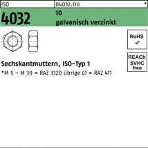 Sechskantmutter Iso 4032 M 12 X 1,75 Stahl Galvanisch Verzinkt 500 Stk