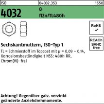 Sechskantmutter ISO 4032 M6 x 1 – Stahl, zinklamellenbeschichtet – 1000 Stück – 6,00 mm – 0,230 kg