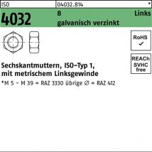 Sechskantmutter Iso 4032 Links M 16 8 Galvanisch Verzinkt