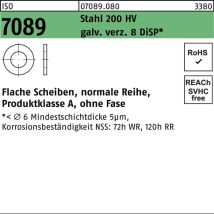 Bufab - Unterlegscheibe Iso 7089 O.fase 20 Stahl 200 Hv Galvanisch Verzinkt 8 Disp