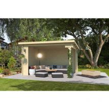 Der Holzwurm - Buffalo 380-Log Cabin, Wooden Garden Room, Timber Summerhouse, Home Office - L420 x W324 x H250.8 cm