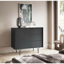 Azura Home Design - buffet 1 porte 3 tiroirs raven 4 anthracite 97 cm